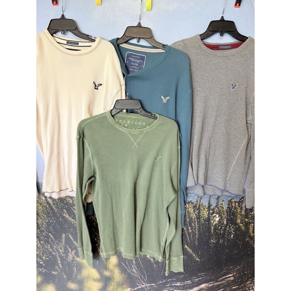 American Eagle Outfitters Other - Lot Of 4 American Eagle Shirt XL Y2K Waffle Knit Thermal Camouflage Vintage Fit